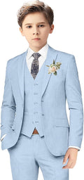 Boys Linen Suits for Kids Summer Slim Fit 3 Piece Beach (Style RCYM)