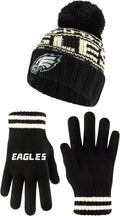 Ultra Game NFL Super Soft Cable Knit Winter Beanie and Gloves