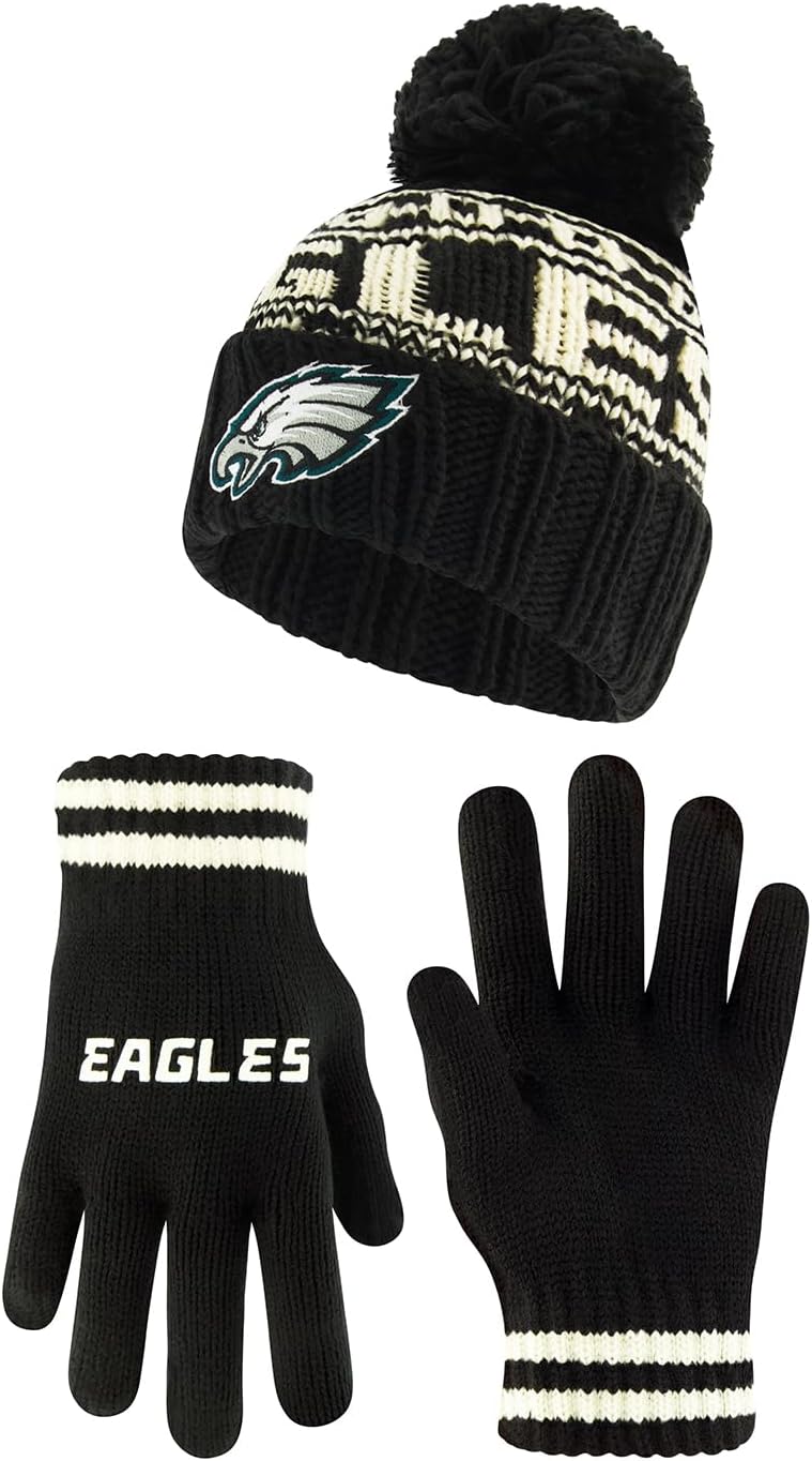 Ultra Game NFL Official Super Soft Cable Knit Beanie & Gloves