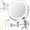 10x Large Wall Mounted Makeup Mirror - Height Adjustable Lighted