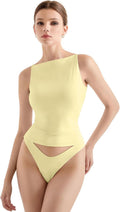 SUUKSESS Women Double Lined Boat Neck Tank Top - Soft Y2K Cami Tanks