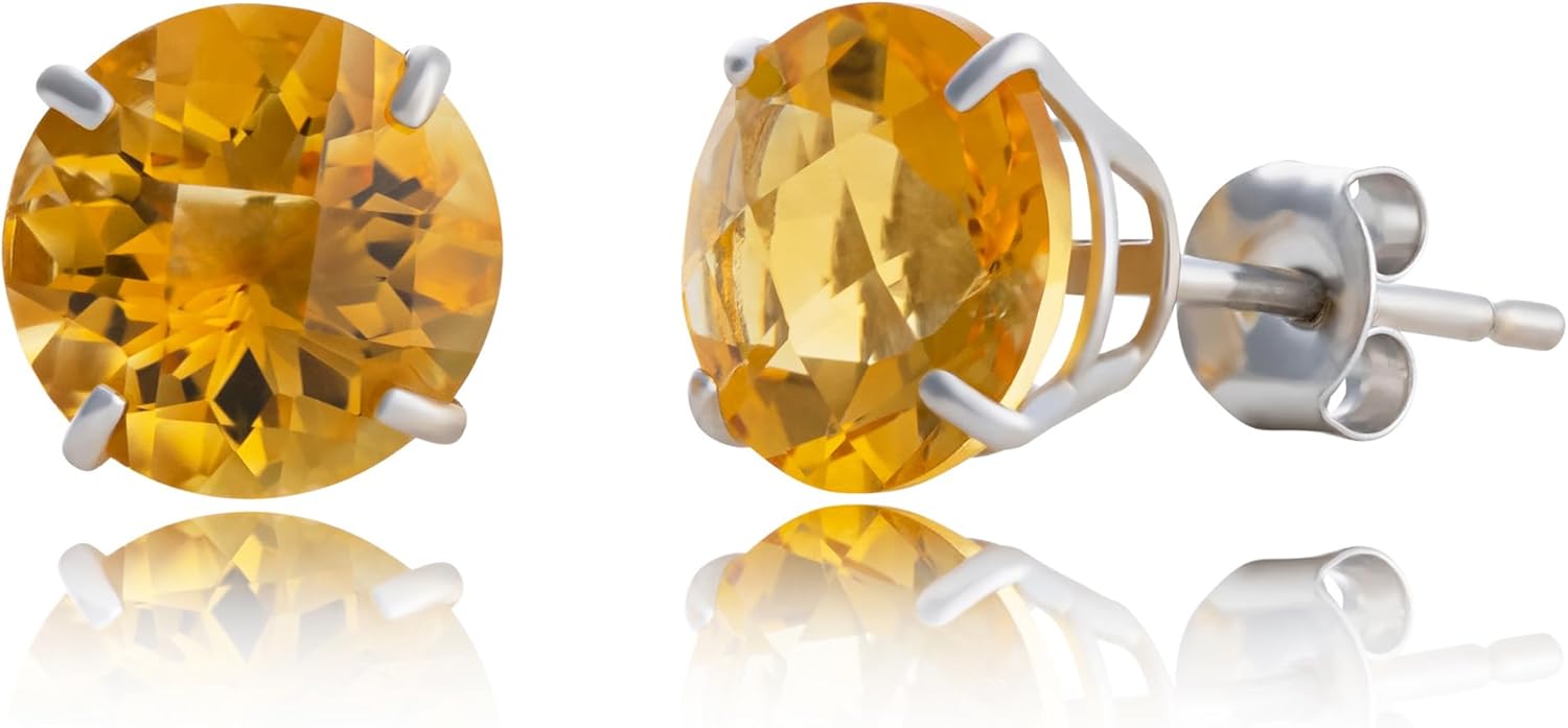 10k Gold 8mm Round Birthstone Stud Earrings for Women - Quality Style