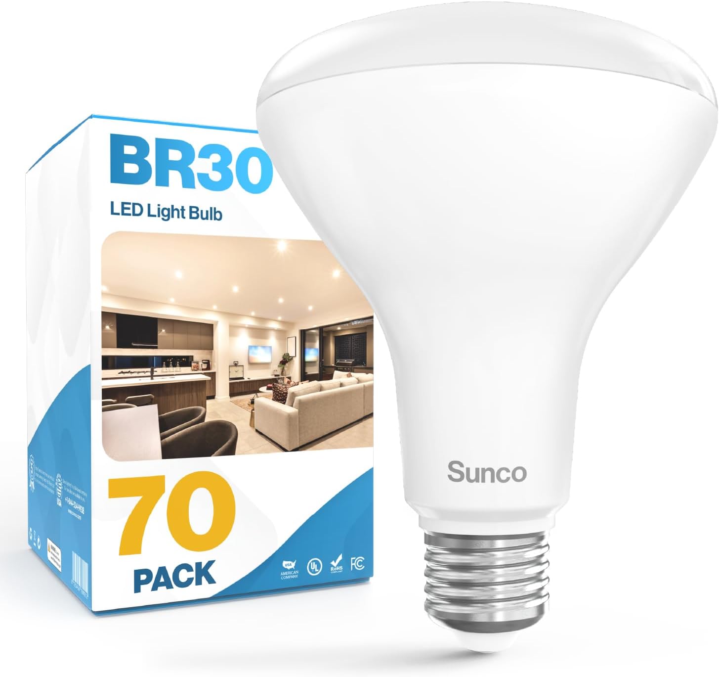 Sunco BR30 LED Light Bulbs - Dimmable Indoor Flood Lighting