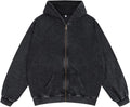 Oversized Vintage Cotton Jacket Acid Wash Zip Up Hoodie - Baggy Grunge