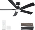 52 Inch Ceiling Fans with Lights and Remote - Modern Dual Color Design