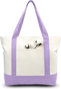 Lavender/Natural Canvas Tote Bags 3-Pack - Large Reusable Grocery Tote