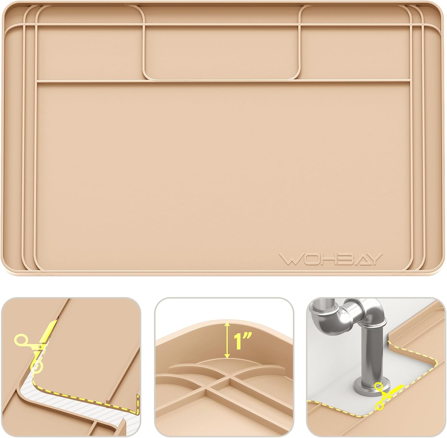 Under Sink Mats for Kitchen Waterproof Drip Tray - 34 in x 22 in