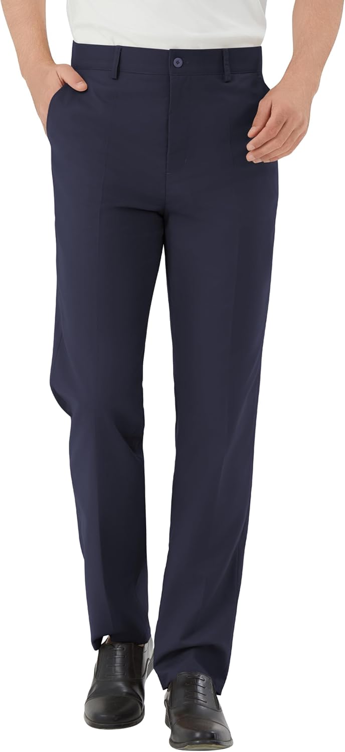 Men's Tall Classic Fit Flex Flat Front Dress Pants for Office
