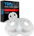 TRQ Rear Performance Brake Rotors Set - G-Coated Cross Drilled