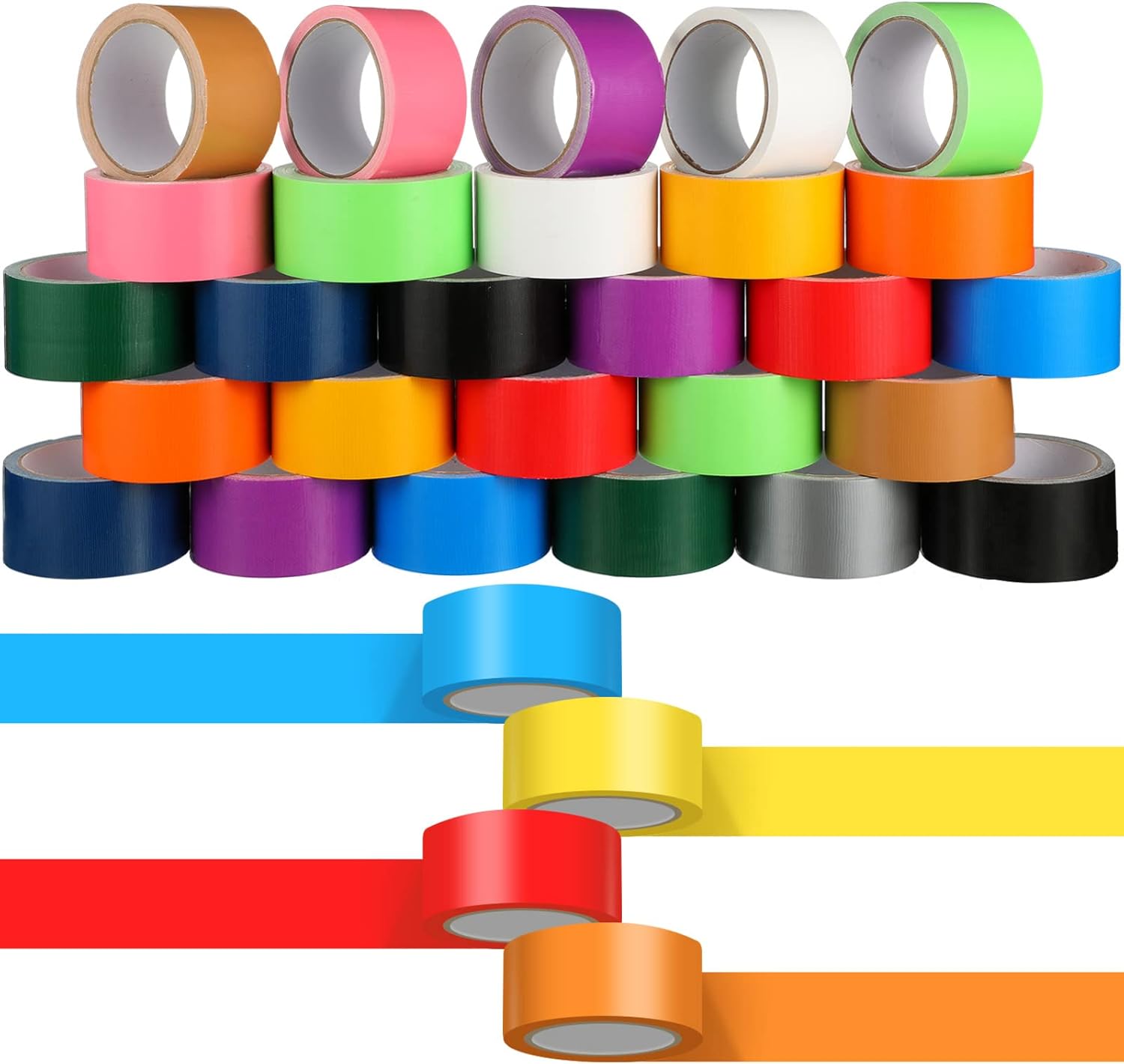 Colored Duct Tape Bulk for Multi-Purpose Use - 24 Rolls
