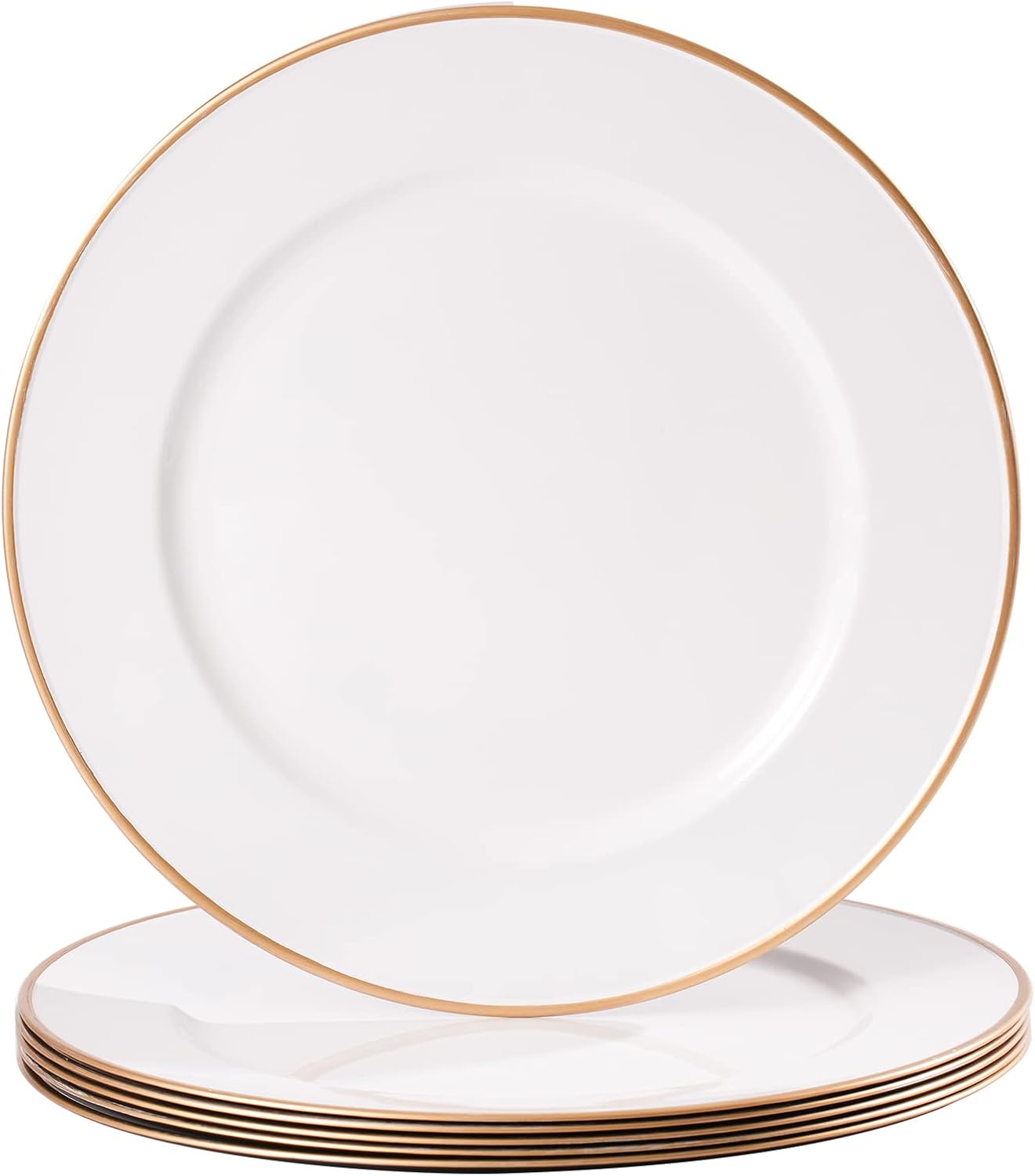 Set of 6 White & Gold Charger Plates - Wedding Table Decor