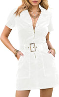 Women's Corduroy Mini Dress with Belted Cowgirl Zip - Stylish Fit