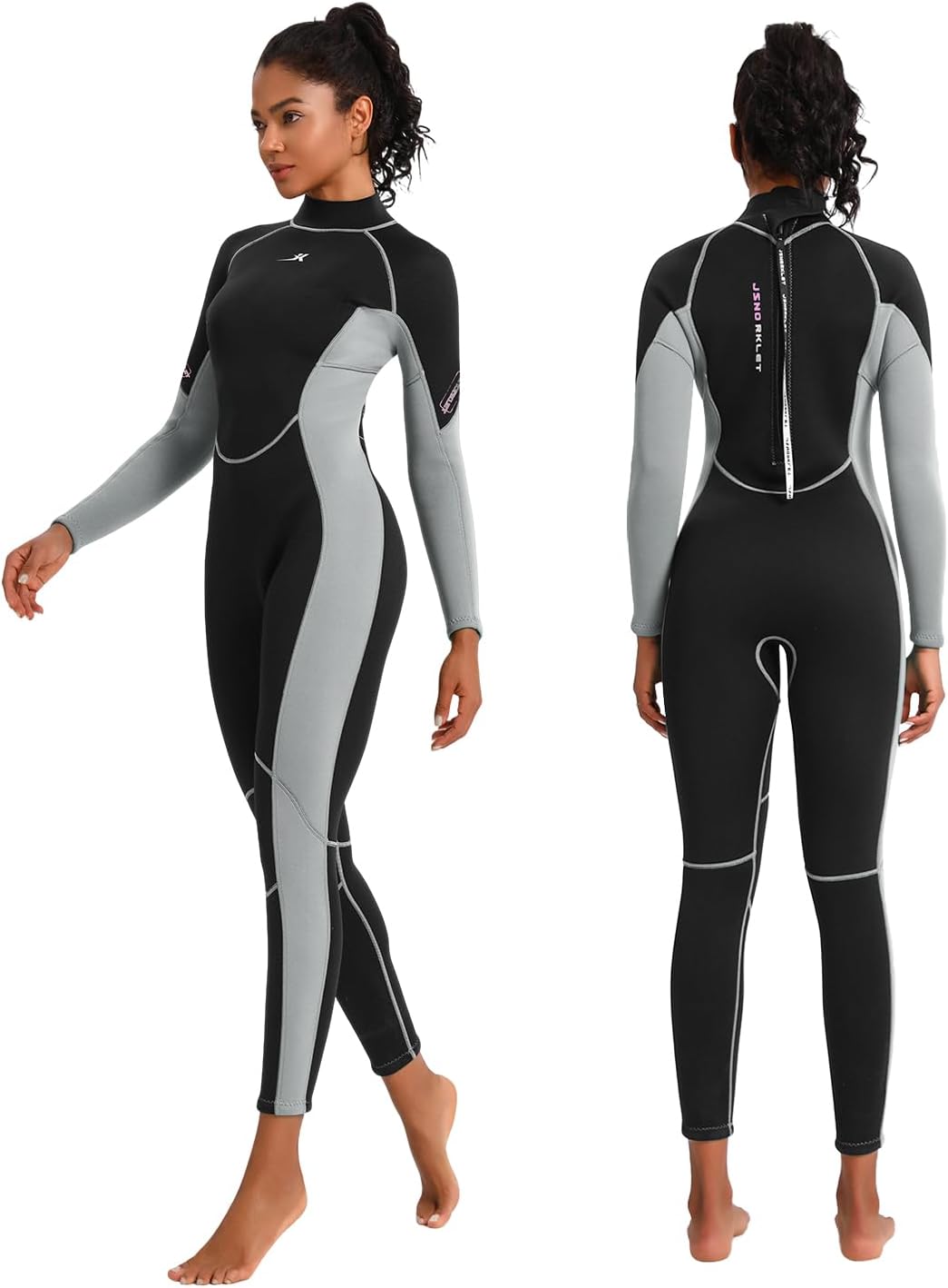Womens Wetsuit 3mm Back Zip Full Wetsuit for Diving Swimming