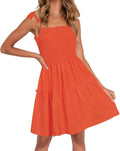 Women's Summer Spaghetti Strap Square Neck Ruffle Mini Dress - Flowy