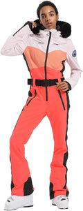 Womens Ski Suit One Piece Snowsuit - Warm Waterproof Insulated