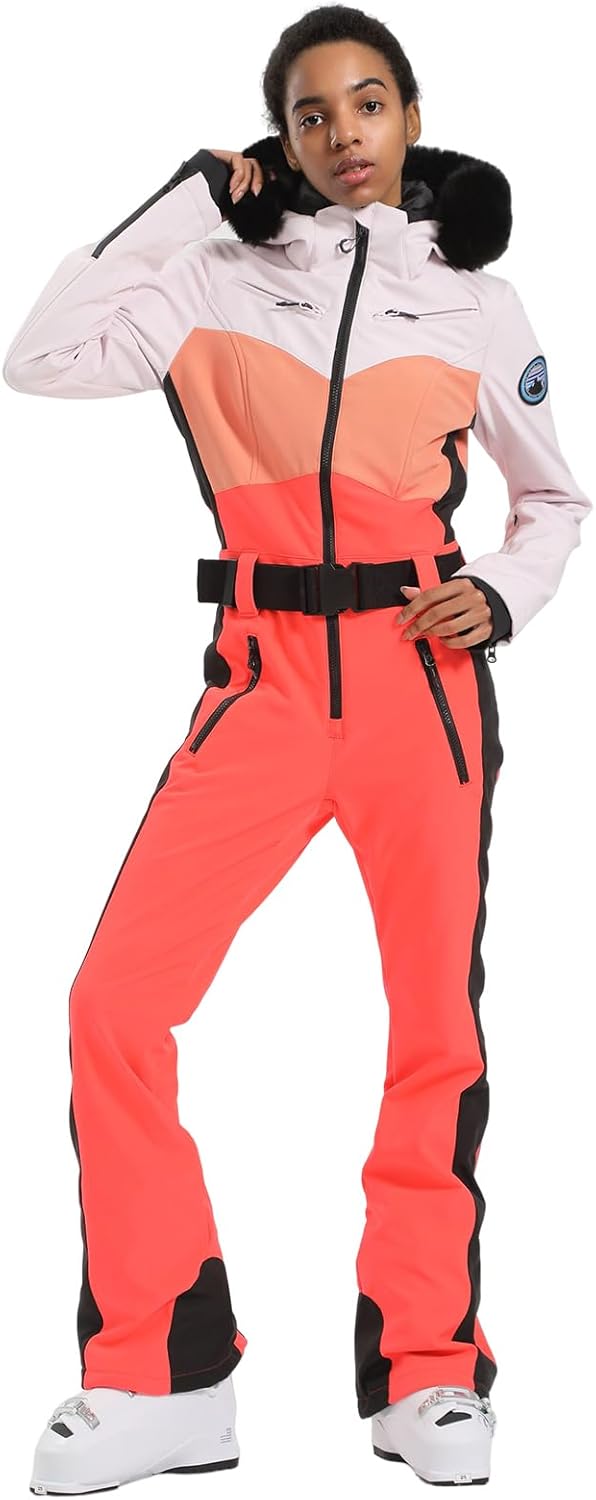 GSOU SNOW Womens Ski Suit One Piece Snowsuit for Winter Sports