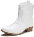 Western Cowgirl Cowboy Ankle Boots for Women - Vegan Embroidered Mid