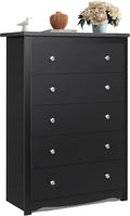 WLIVE Wood Dresser with 5 Drawers for Modern Storage Solutions