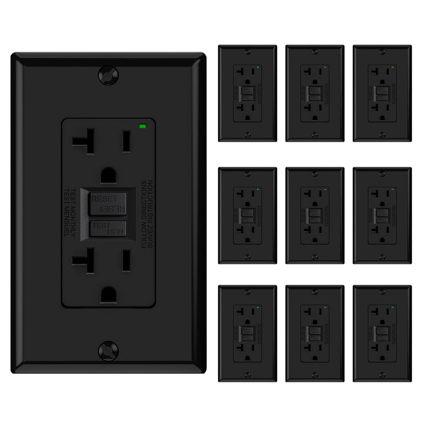 ELEGRP GFCI Outlet 20 Amp with Self-Test and LED Indicator