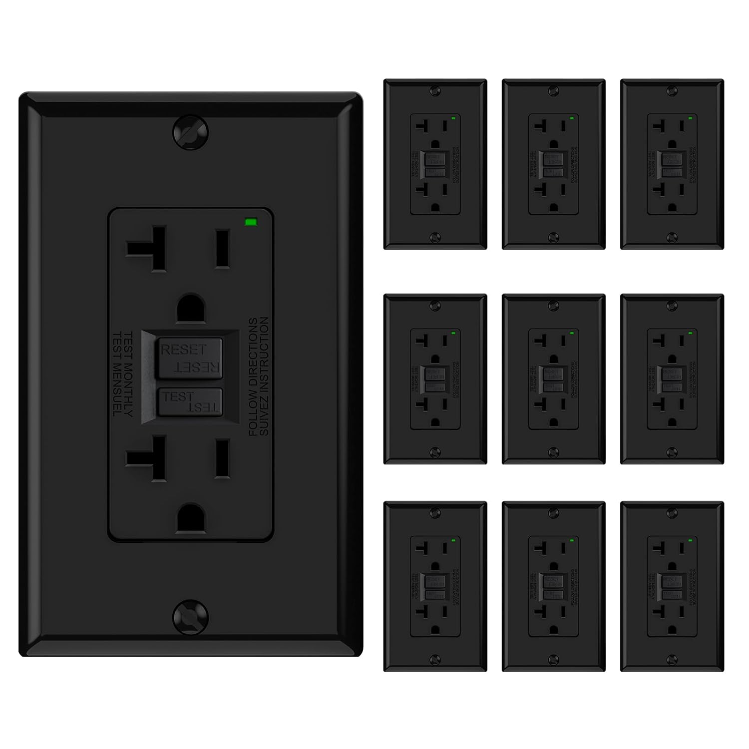 ELEGRP GFCI Outlet 20 Amp with Self-Test and LED Indicator