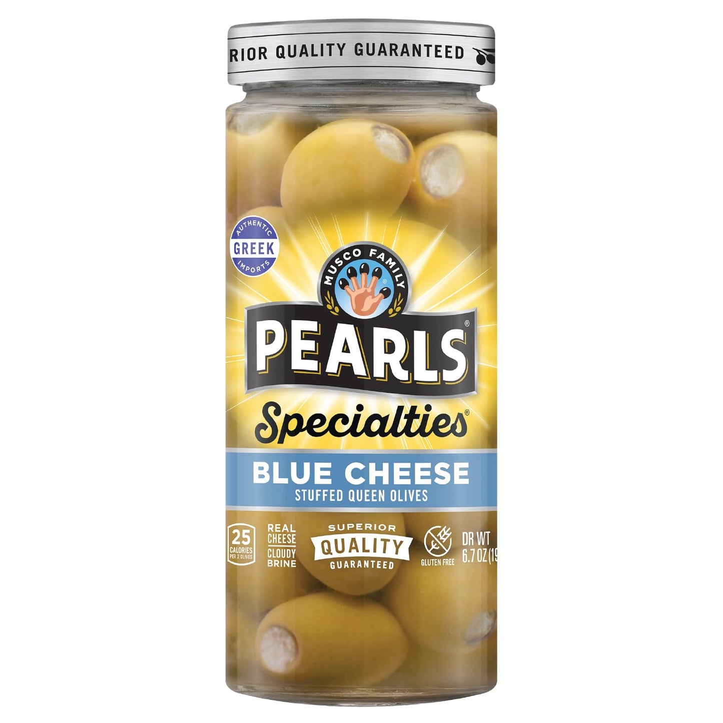 Pearls Blue Cheese Stuffed Queen Olives - Pack of 6 Jars