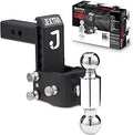 Adjustable Trailer Hitch Ball Mount Dual-Ball 5in Drop 4.5in Rise