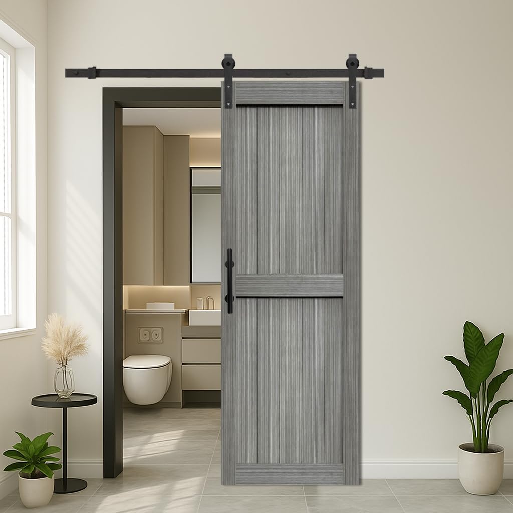 28in x 84in MDF Elephant Gray Barn Door with Sliding Hardware