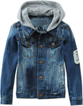 Mallimoda Kids Hooded Denim Jacket Zipper Coat - Versatile Everyday