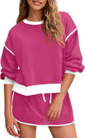 Fisoew Womens Sweatsuits 2 Piece Set Crewneck Sweatshirt & Skort