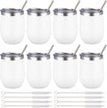 12 oz Insulated Wine Tumbler with Lid and Straw for All Drinks