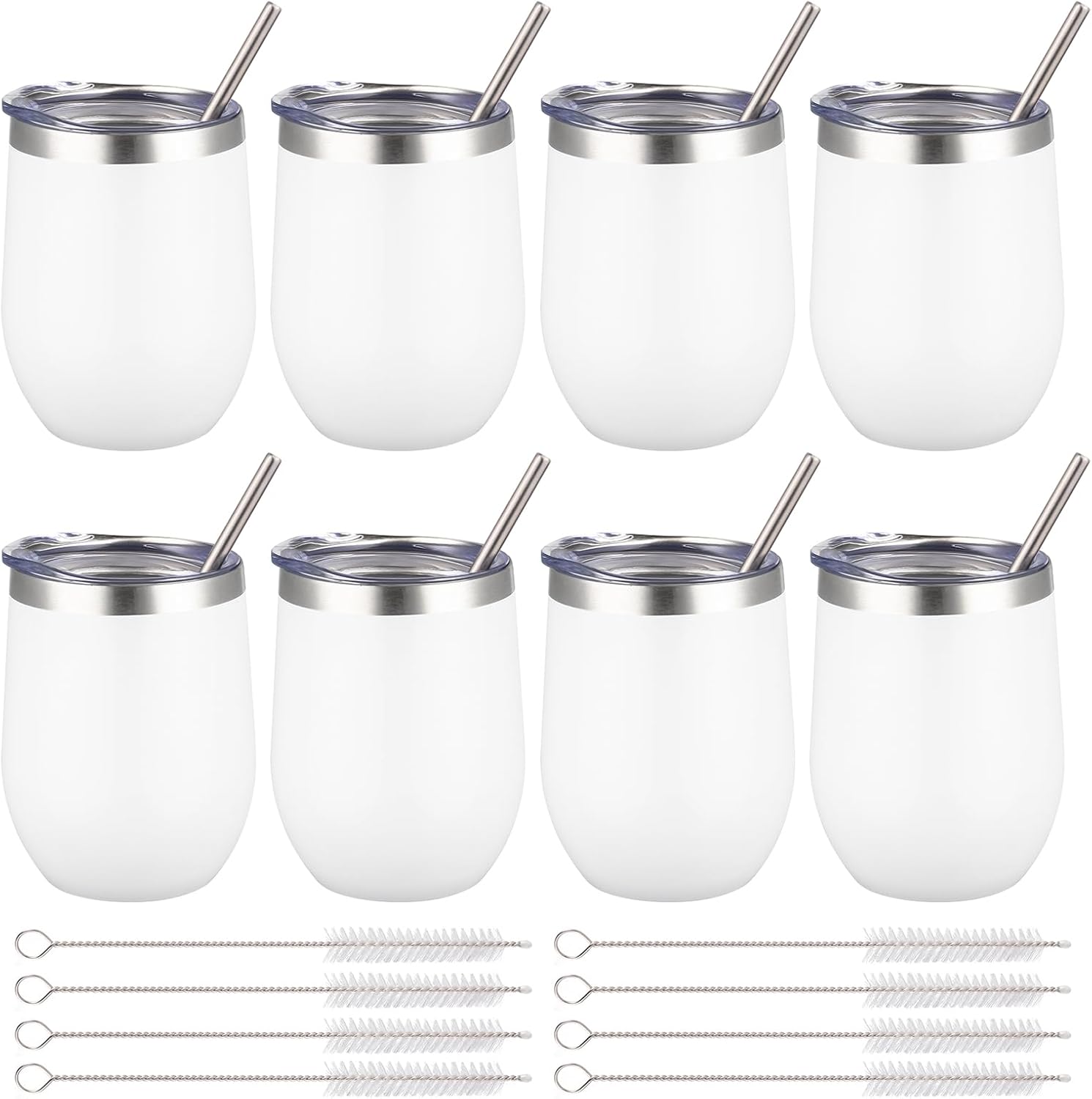 12 oz Insulated Wine Tumbler with Lid and Straw for All Drinks