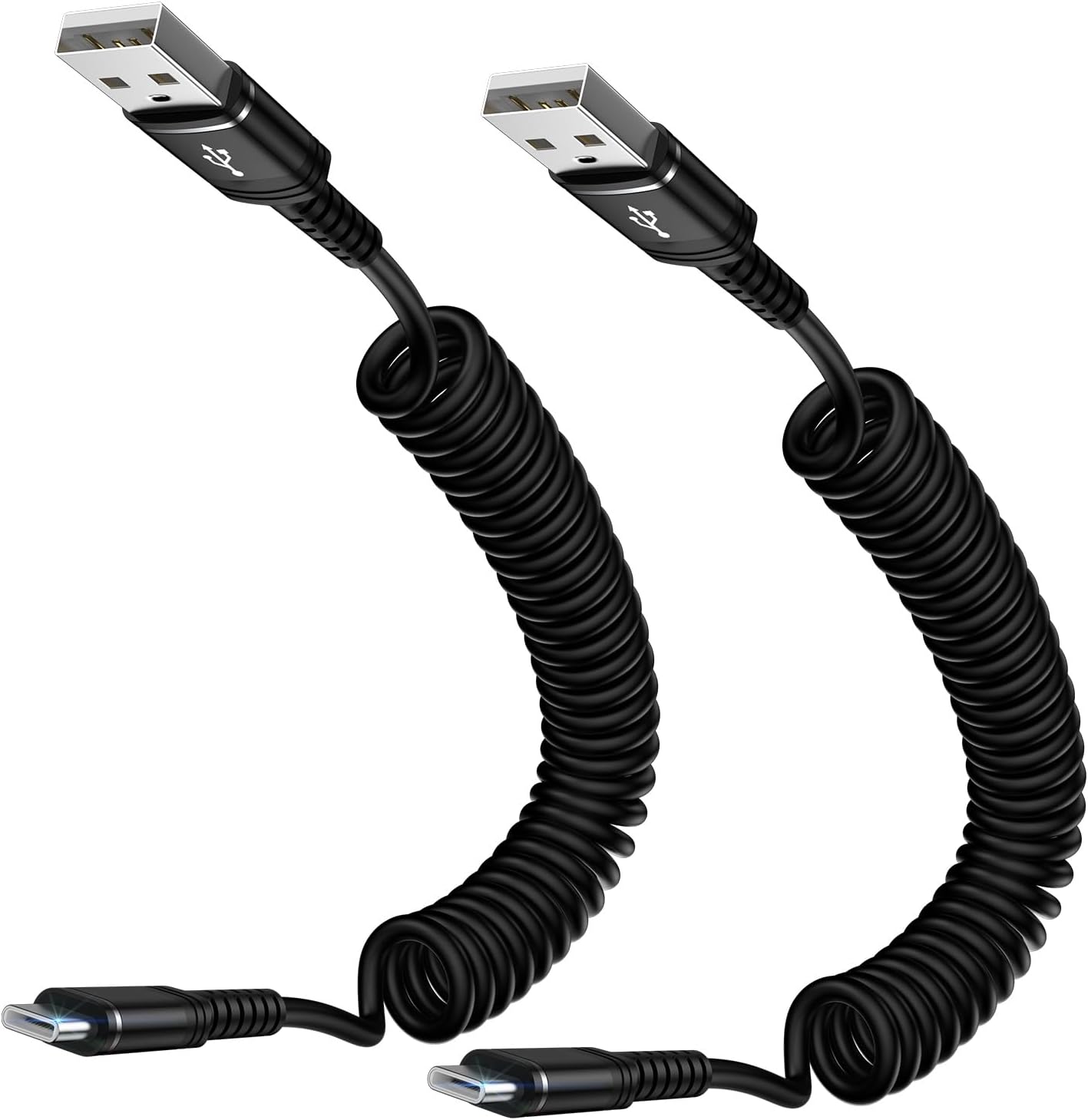 Fast Charging Type C Car Cable for iPhone & Samsung, 2-Pack 3ft