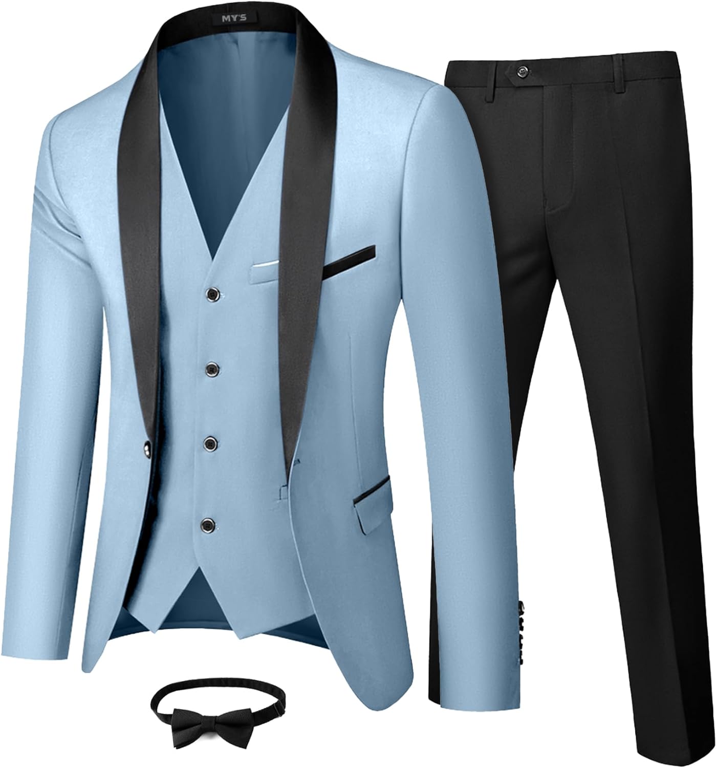 MY'S Mens 3 Piece Tuxedo Set for Weddings and Parties