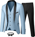 Mens 3 Piece Tuxedo Set with Bow Tie - Slim Fit Shawl Lapel Shoes