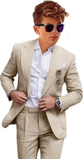 Boys Linen Suits Casual 2 Piece Summer Beach Wedding Tuxedo Suit gift