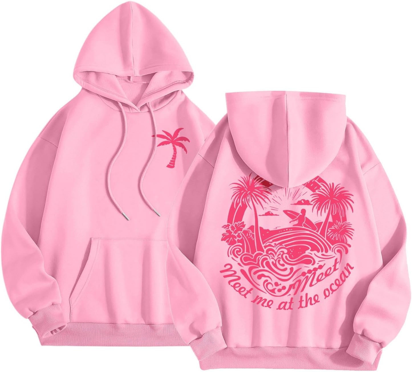 Y2K Pink Oversized Hoodie - Preppy Cute Style