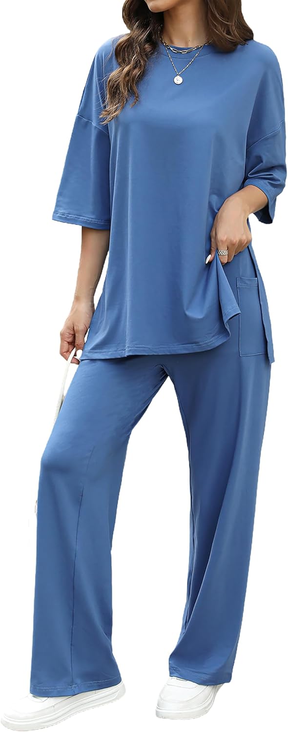 Womens 2 Piece Outfits Casual Trendy Pullover Lounge Set