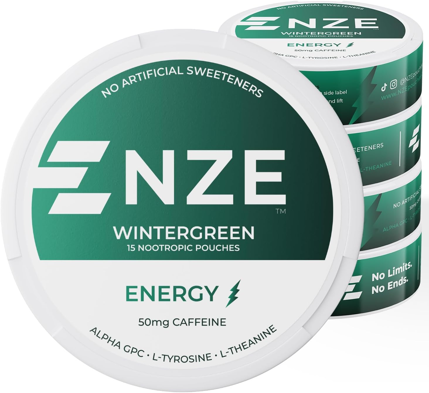 NZE Caffeine Nootropic Pouches for Energy and Focus Boost