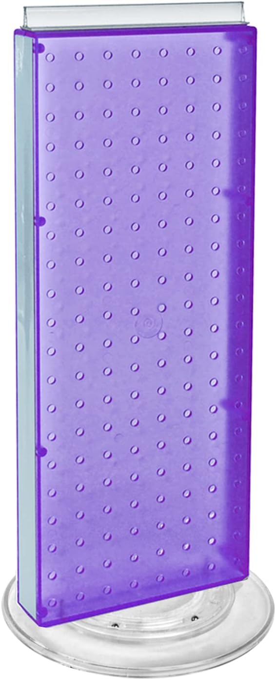 Revolving Purple Pegboard Counter Unit for Eye-Level Display