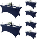 Spandex Table Cover for 6FT Table - Fitted Stretch Tablecloth Navy