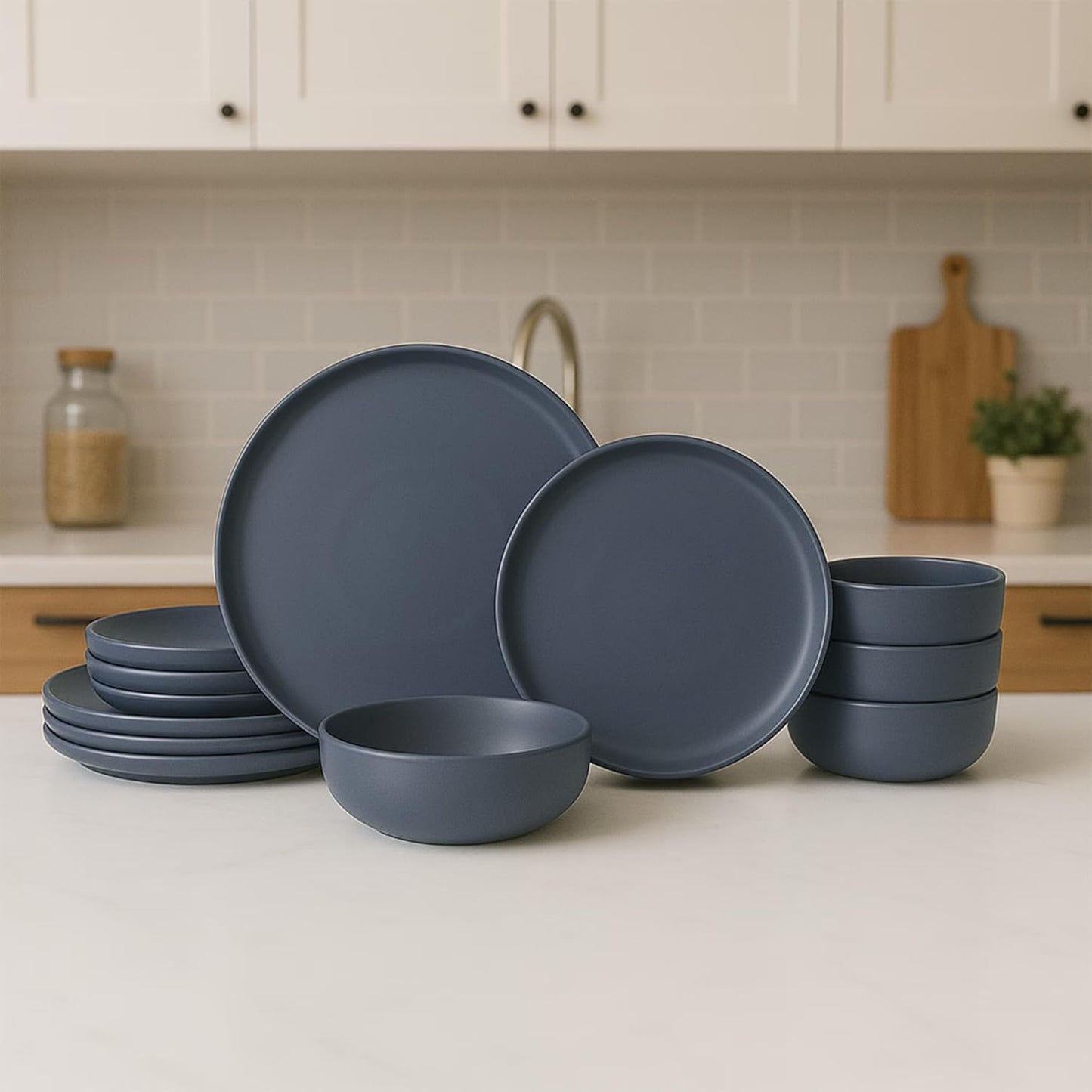 Furrnook 12-Piece Stoneware Dinnerware Set for 4 in Blue