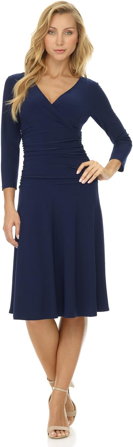 Rekucci Women's Slimming 3/4 Sleeve Fit-and-Flare Dress Review