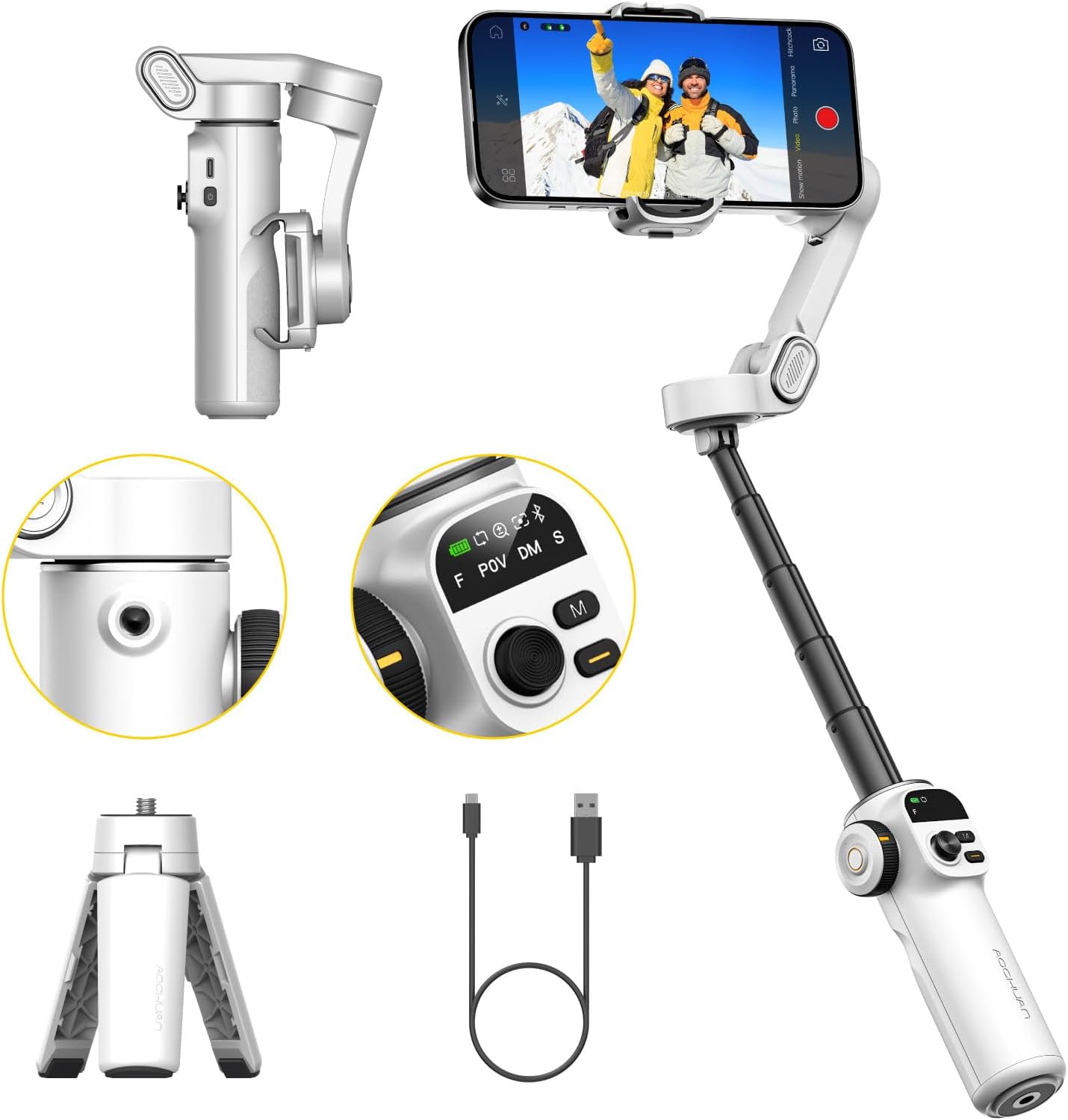 Gimbal Stabilizer for iPhone with Smart Tracking and Extension Rod