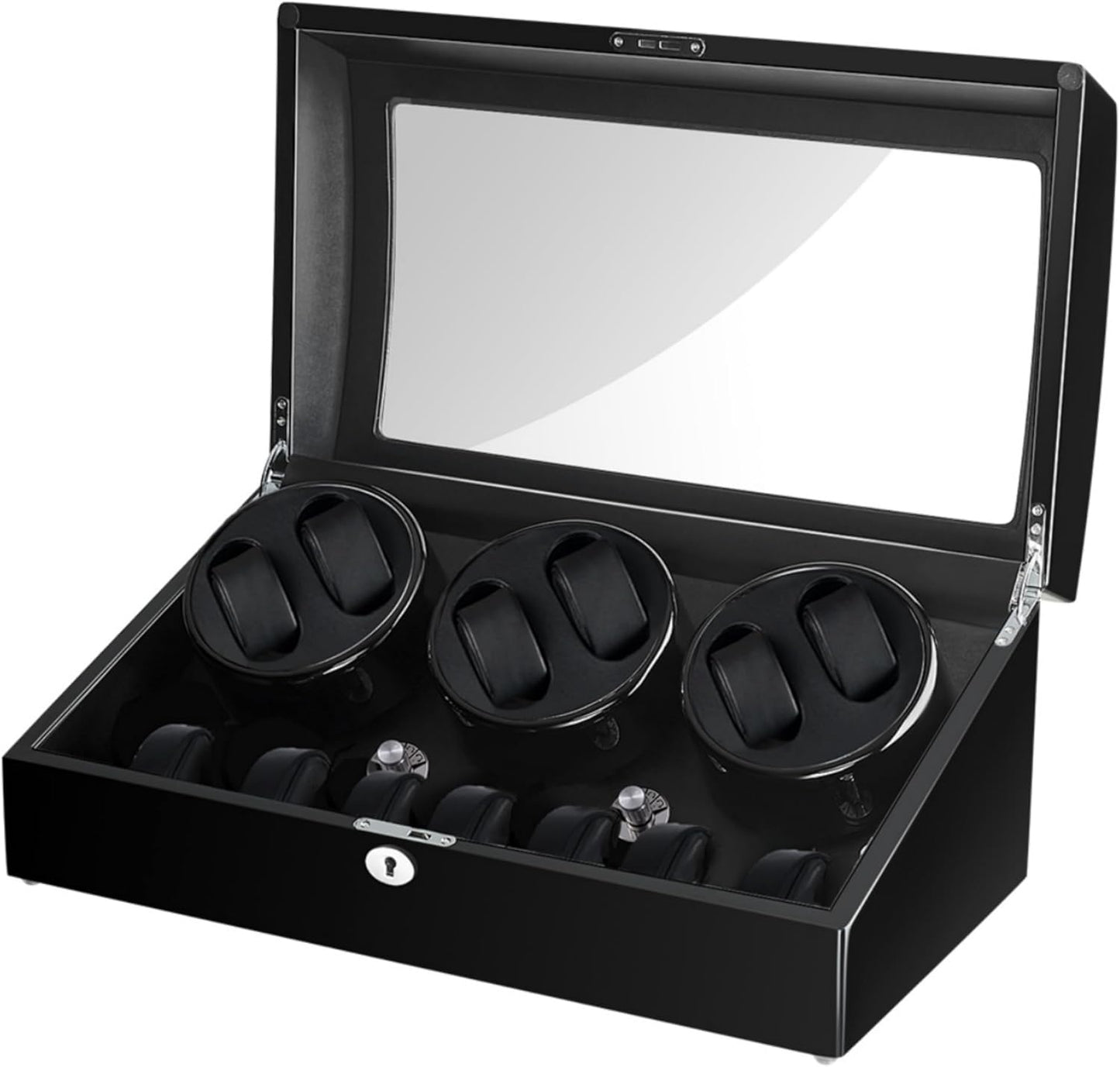 6 Watch Winder Box with Extra Storage - Quiet Motor