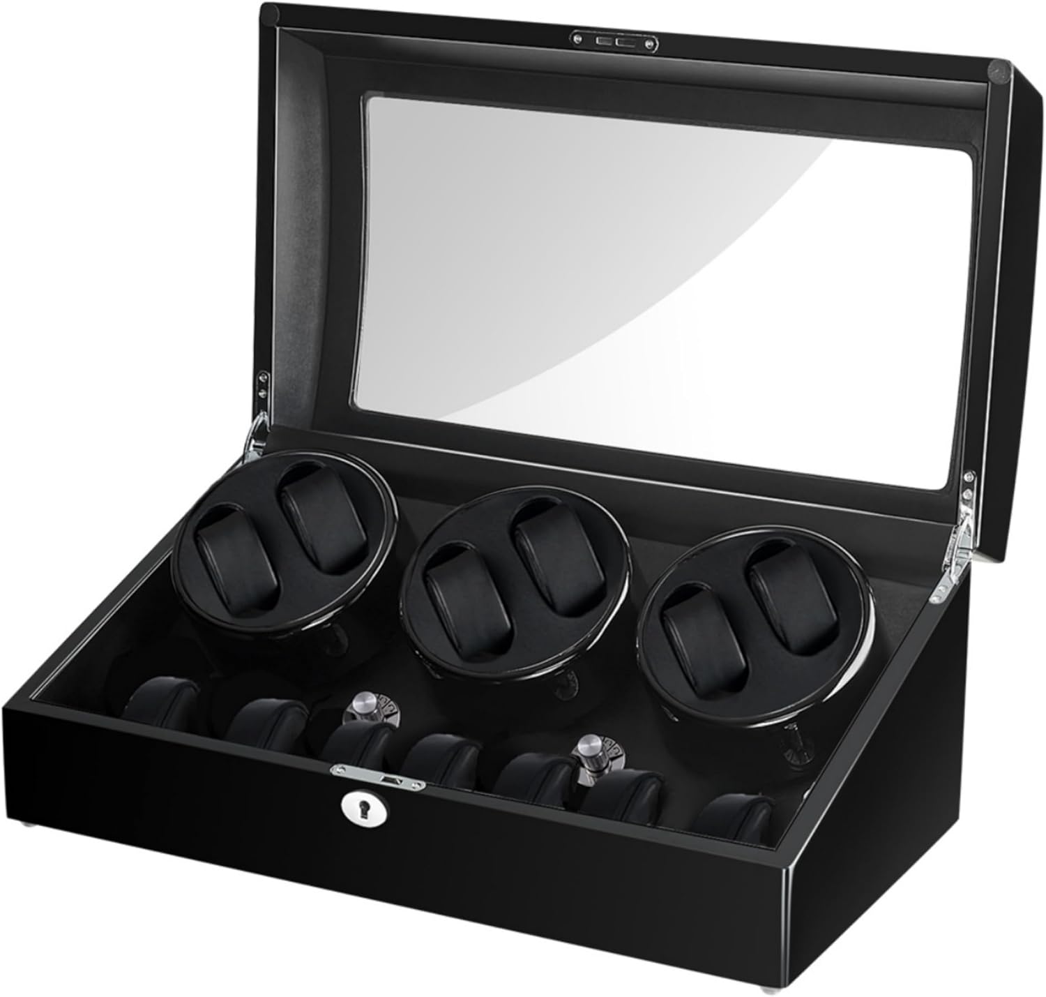 6 Watch Winder Box with Extra Storage - Quiet Motor