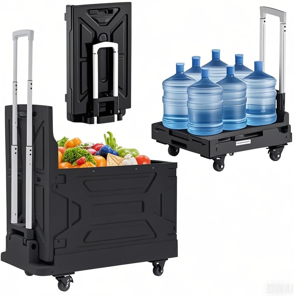 VECELO Foldable Shopping Cart with Wheels for Groceries and More