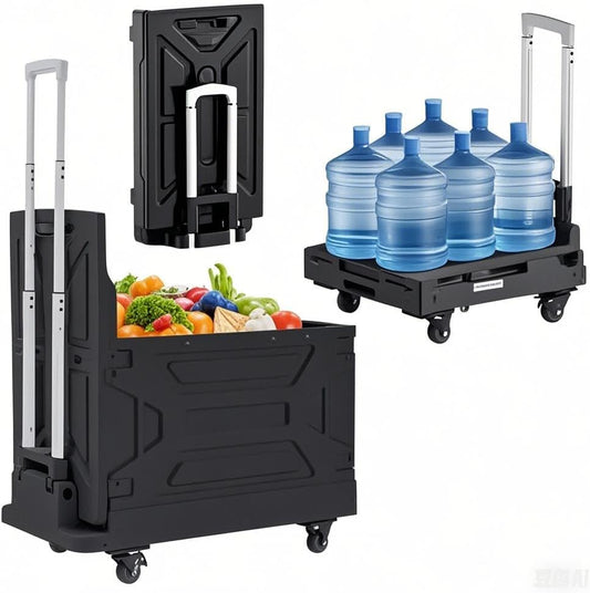 VECELO Foldable Shopping Cart with Wheels for Groceries and More