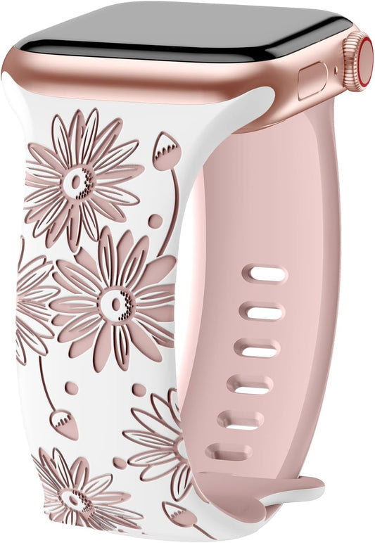 Floral Engraved Designer Band for Apple Watch