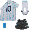 2021 Argentina Home Copa-American #10 Kids Soccer Jersey & Shorts Set