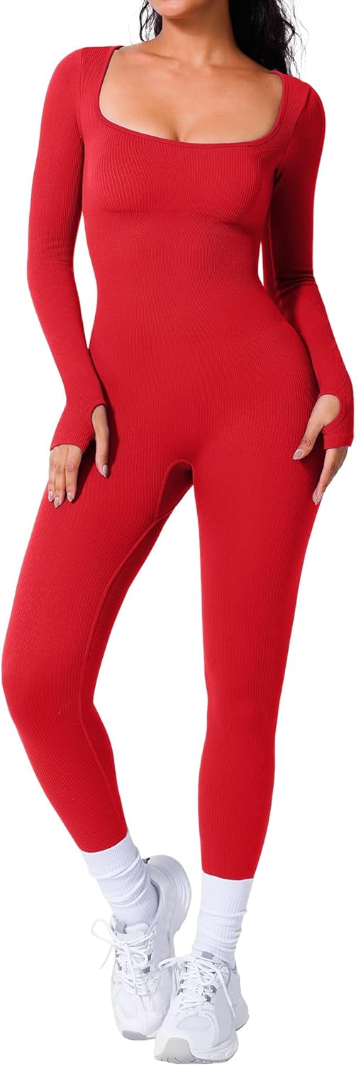 BRXL Long Sleeve Jumpsuit for Women with Built-In Bra Support